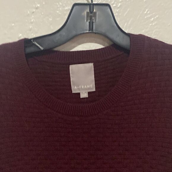 A-Frame Simon Brick Crewneck Sweater Burgundy Size M - Picture 3 of 6